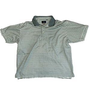 Callaway Golf Polo Size Large Striped Green White Short Sleeve Two-Ply y2k